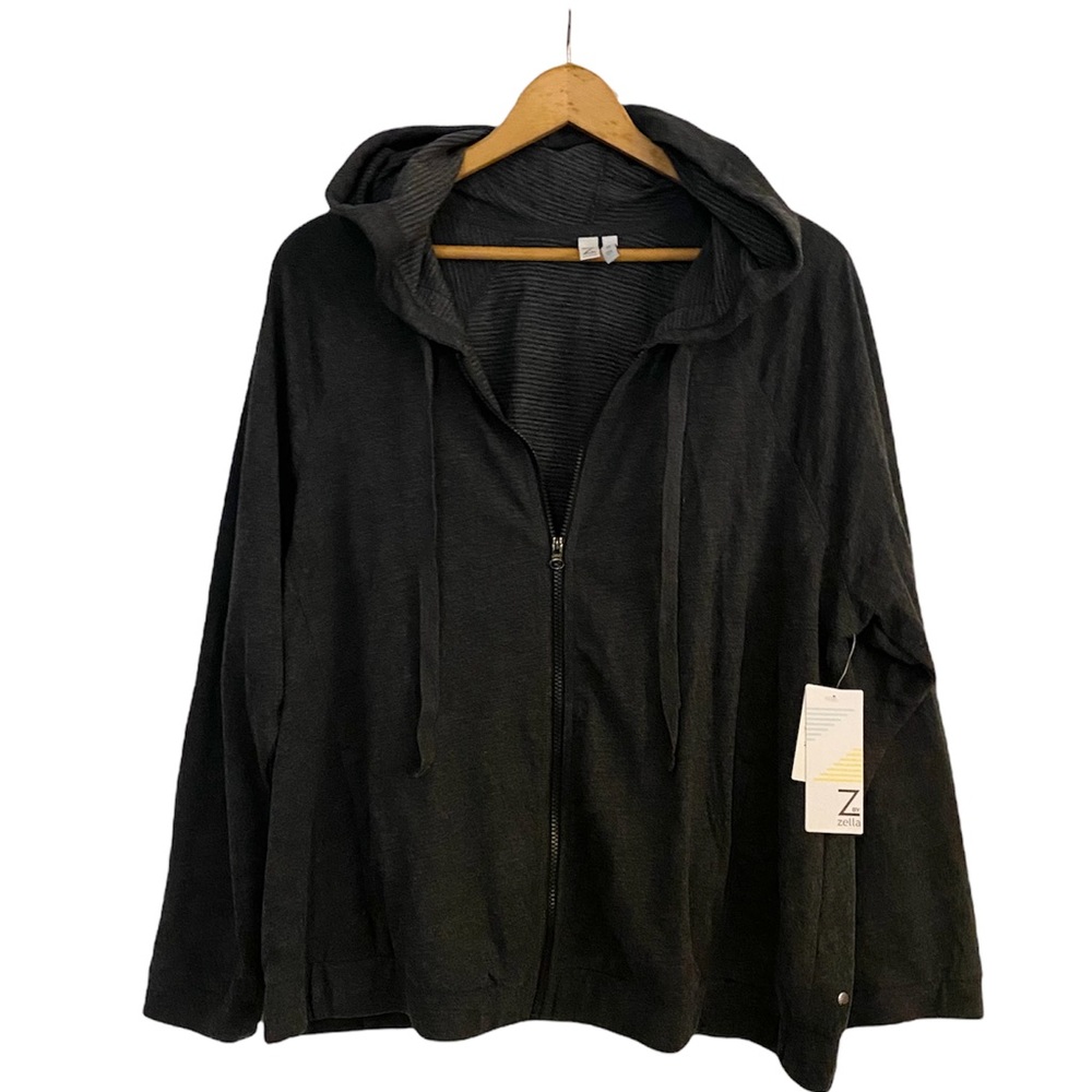 Z by Zella 2x hoodie active Jacket dark charcoal gray NWT